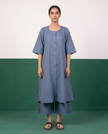 Slate Blue Cotton Kurta Set