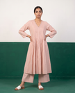 Blush Pink Pleated Pure Cotton Kurta Set