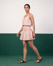 Dusty Rose Cotton Camisole & Tiered Mini Skirt Set