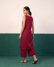Maroon Sleeveless Kurta & Culottes Set