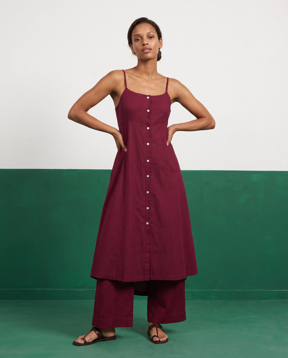 Merlot Strappy Kurta & Palazzo Co-ord Set - View 4