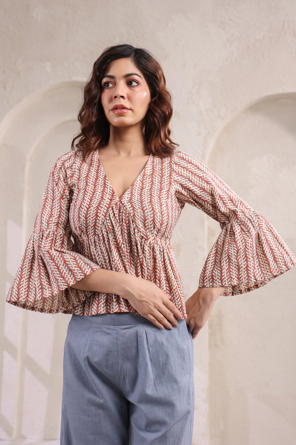 Summer Grass Ruffle Top