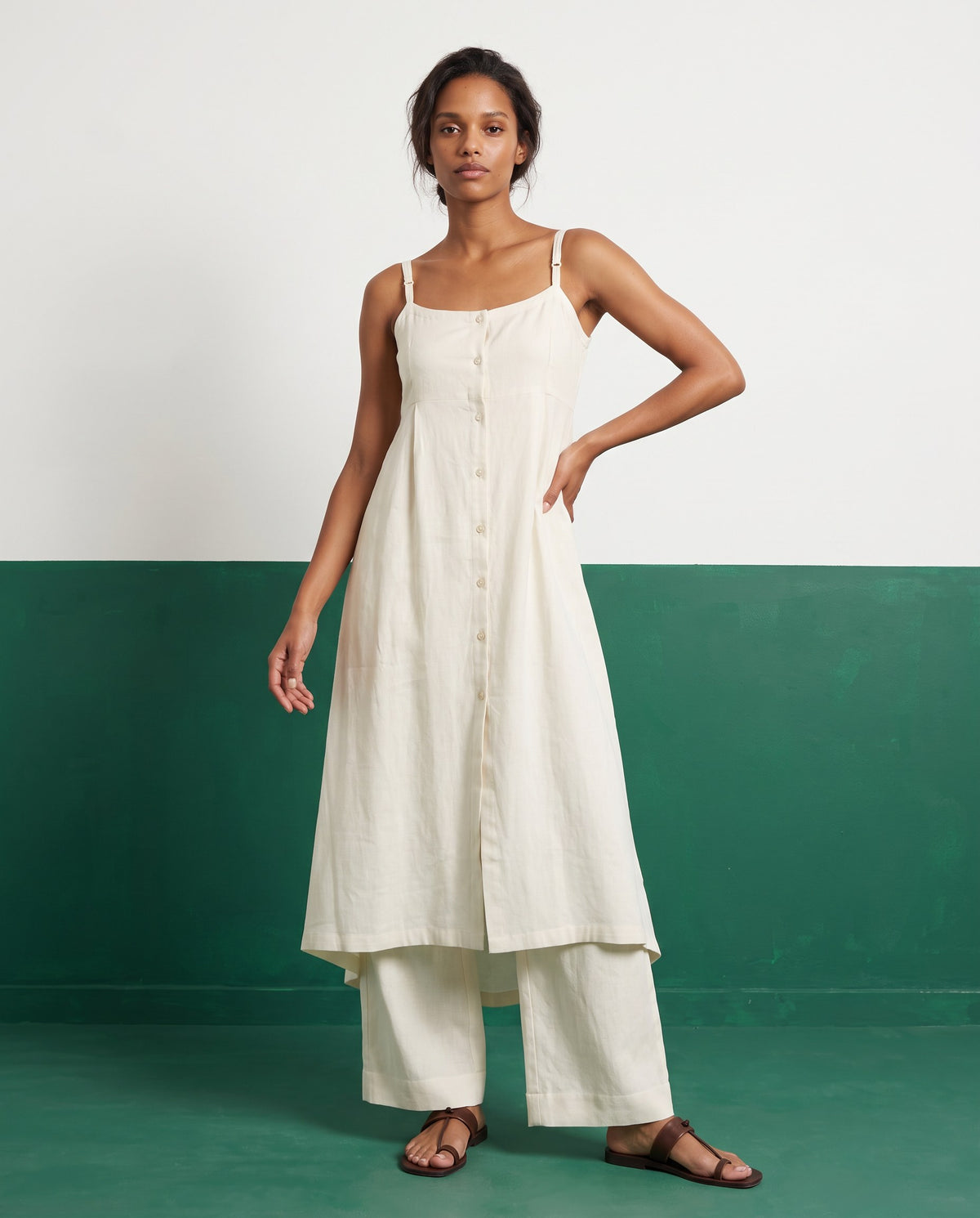 Ivory Dream Strappy Kurta & Palazzo Co-ord Set - View 3