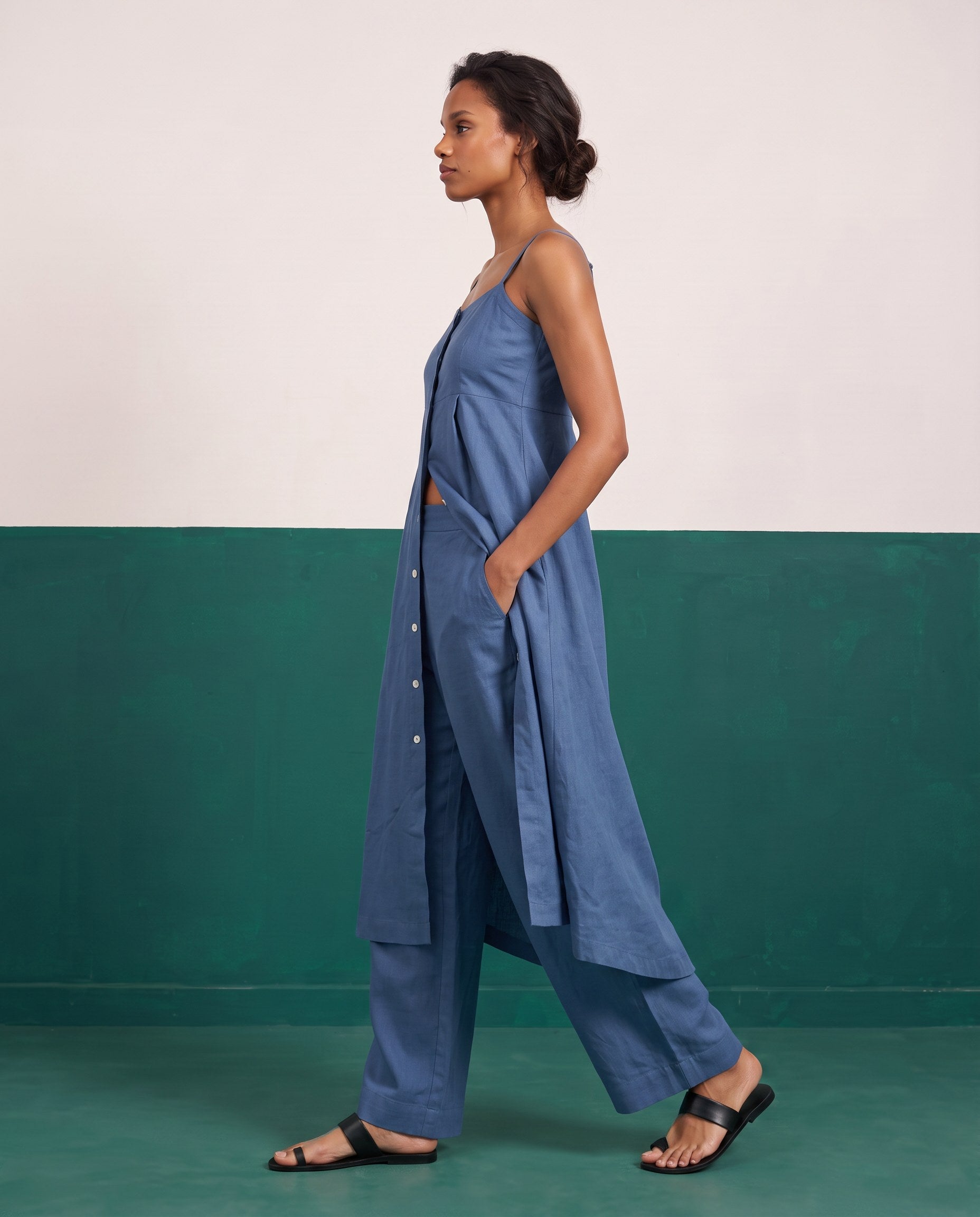 Blue Horizon Strappy Kurta & Palazzo Co-ord Set - View 1
