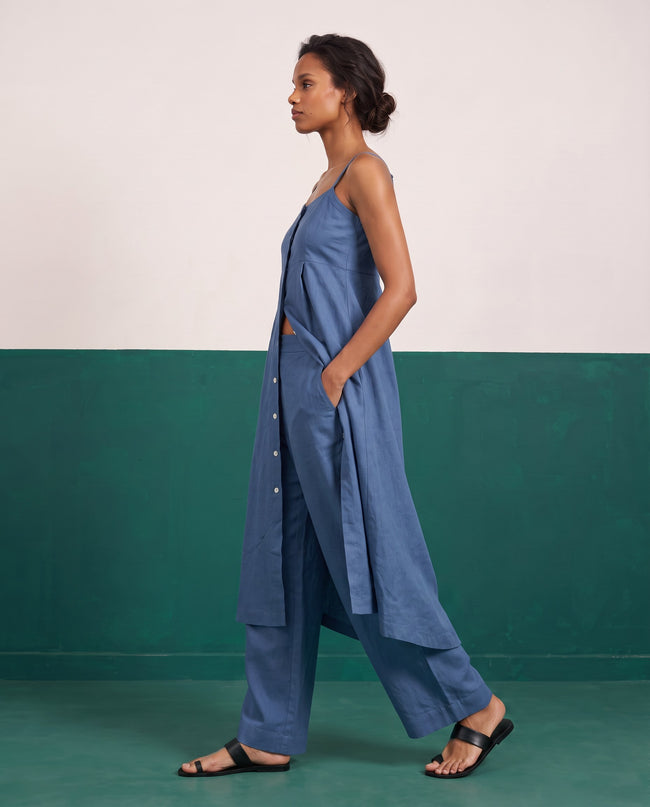 Blue Horizon Strappy Kurta & Palazzo Co-ord Set - View 1