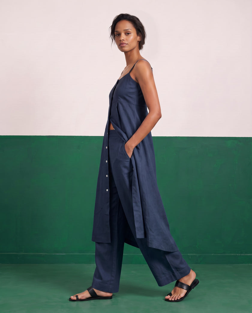 Midnight Tide Strappy Kurta & Palazzo Co-ord Set - View 2