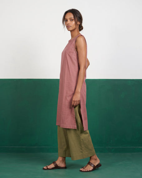 Rosewood & Sage Sleeveless Kurta & Culotte Set - View 1