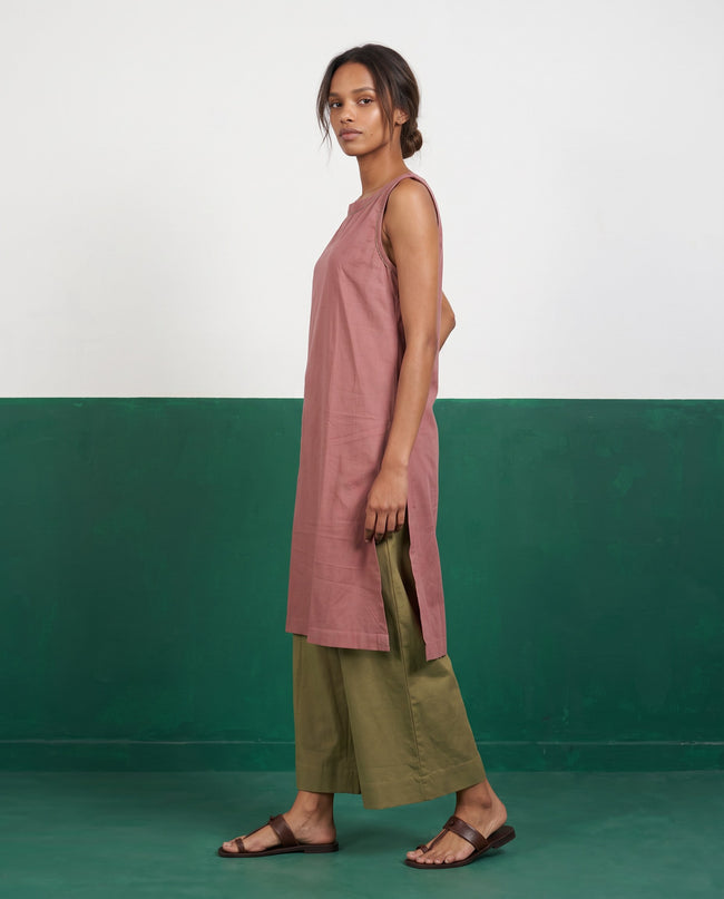 Rosewood & Sage Sleeveless Kurta & Culotte Set - View 1