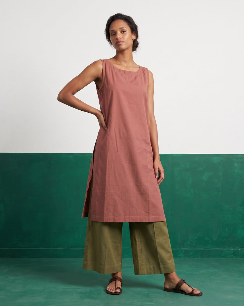 Rosewood & Sage Sleeveless Kurta & Culotte Set - View 3
