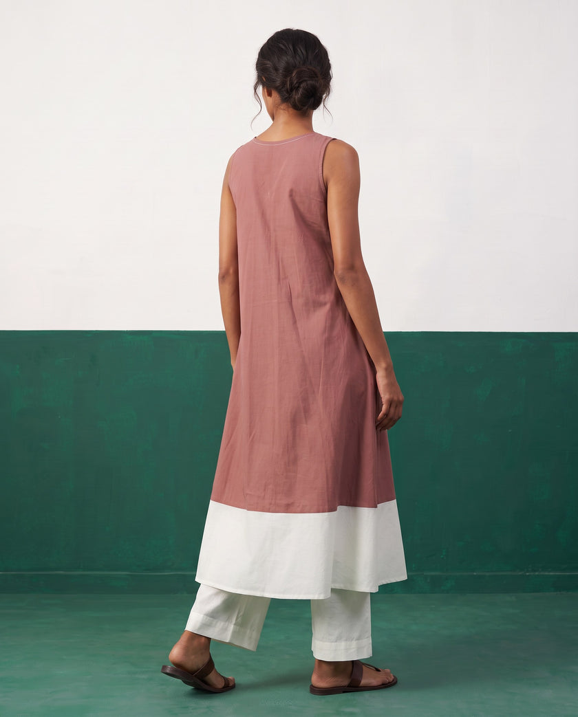 Blush & Blanc Colour-Block Kurta & Palazzo Set - View 2