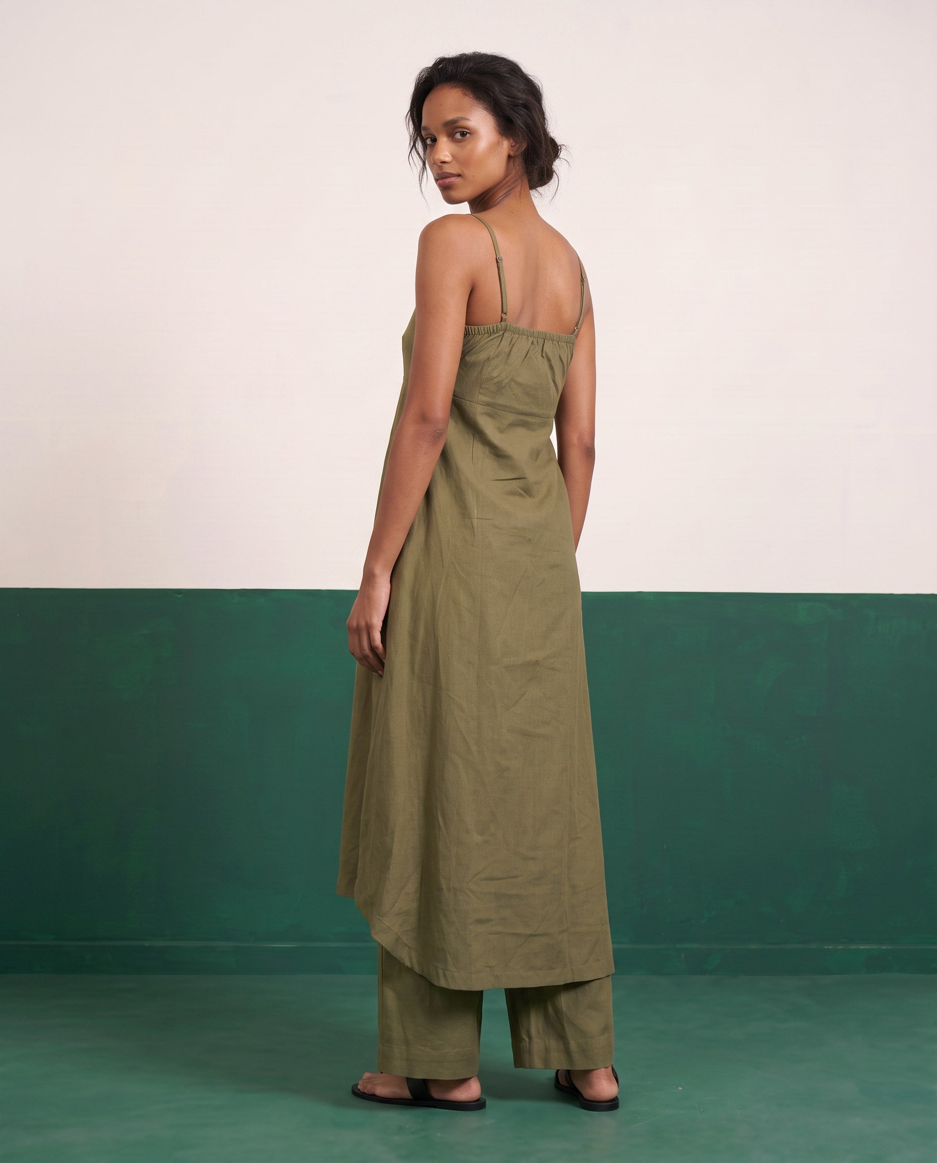 Olive Grove Strappy Kurta & Palazzo Co-ord Set - View 2