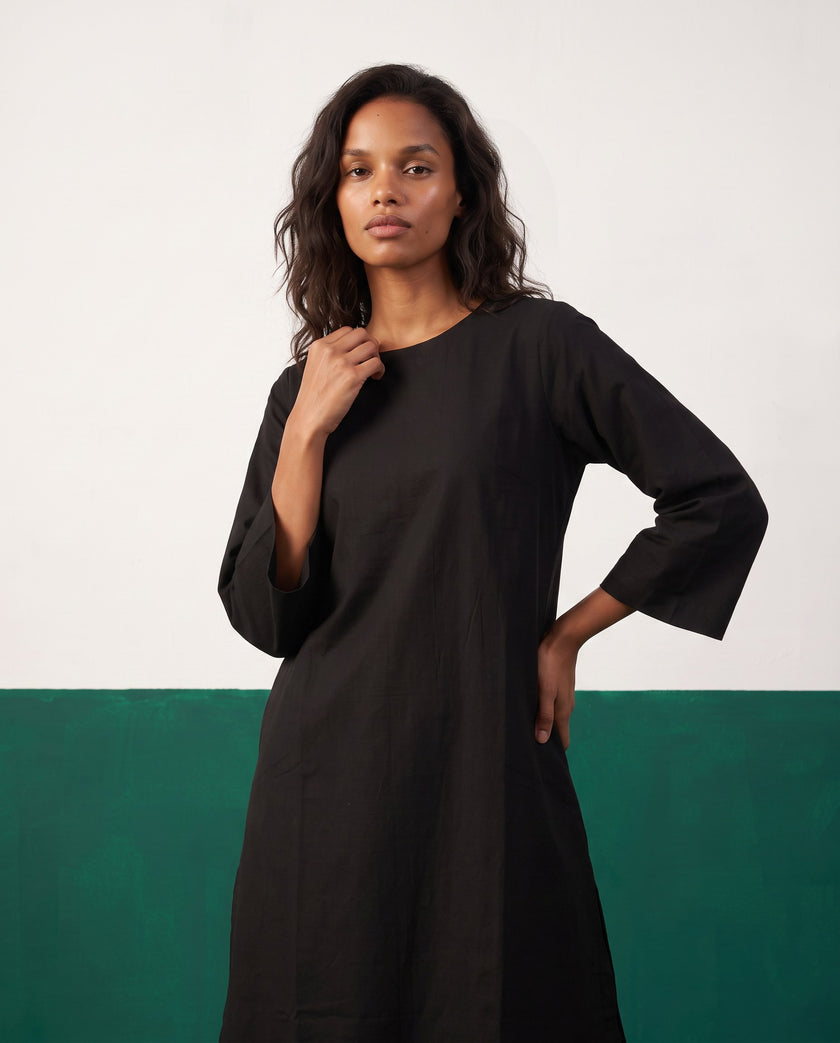 Noir Three-Quarter Sleeve Kurta & Palazzo Co-ord Set - View 1
