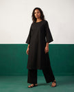 Noir Three-Quarter Sleeve Kurta & Palazzo Co-ord Set - View 4