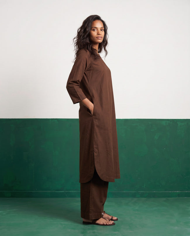 Cocoa Three-Quarter Sleeve Kurta & Palazzo Co-ord Set - View 1
