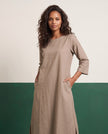 Warm Taupe Three-Quarter Sleeve Kurta & Palazzo Co-ord Set - View 3