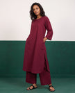 Merlot Three-Quarter Sleeve Kurta & Palazzo Co-ord Set - View 4
