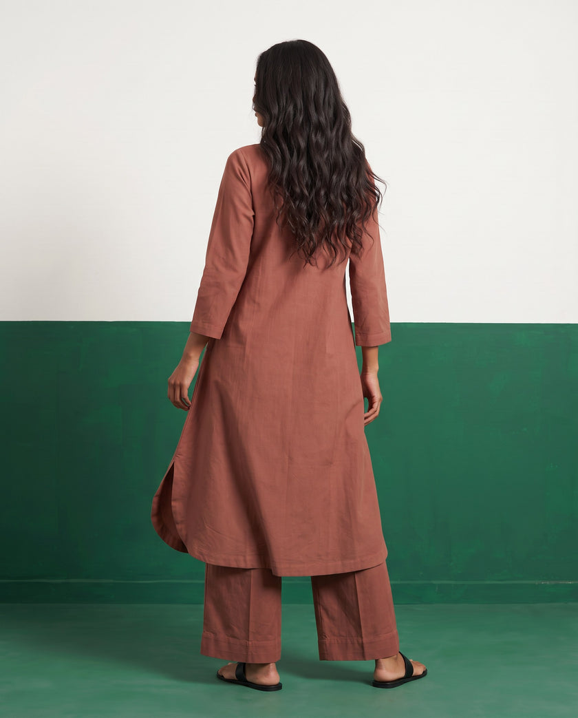 Rosewood Three-Quarter Sleeve Kurta & Palazzo Co-ord Set - View 2