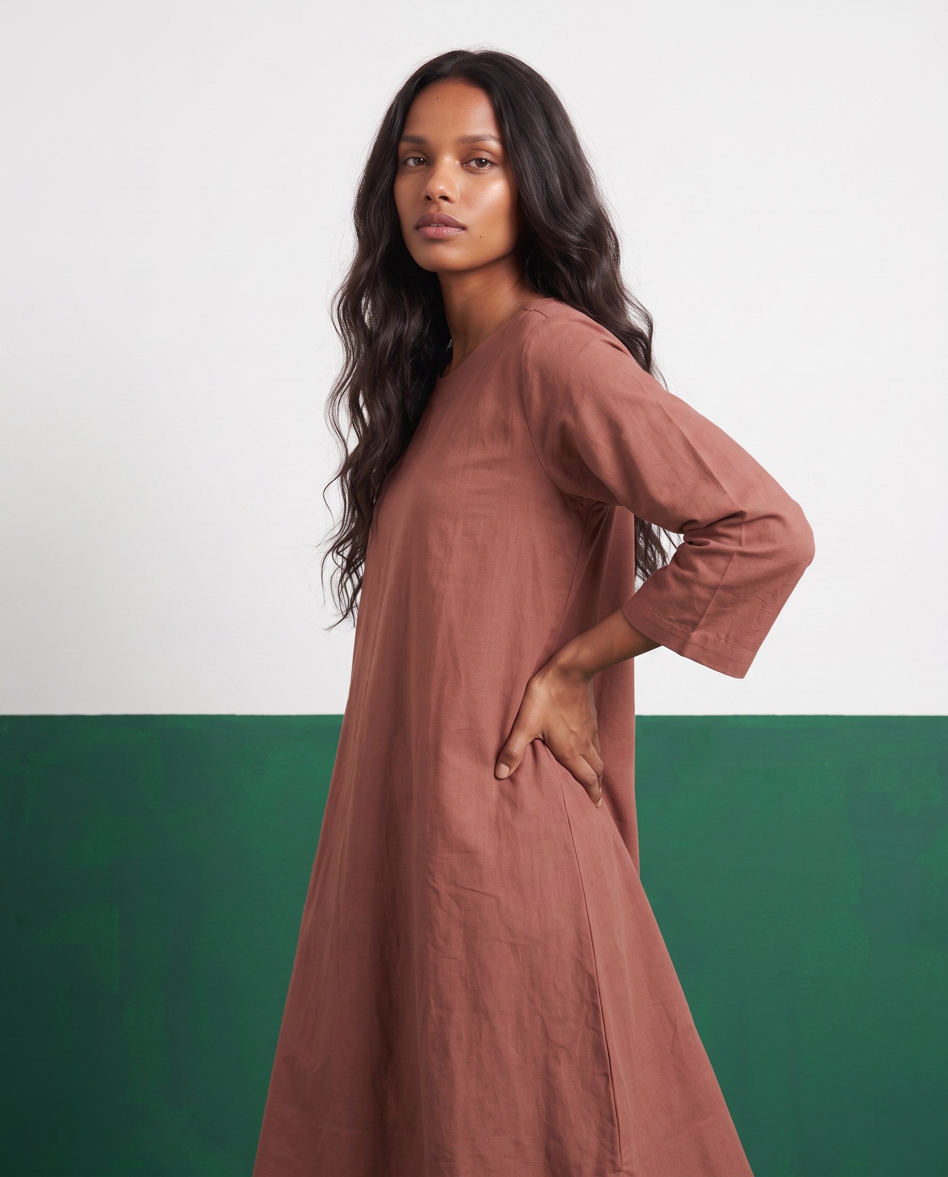 Rosewood Three-Quarter Sleeve Kurta & Palazzo Co-ord Set - View 3