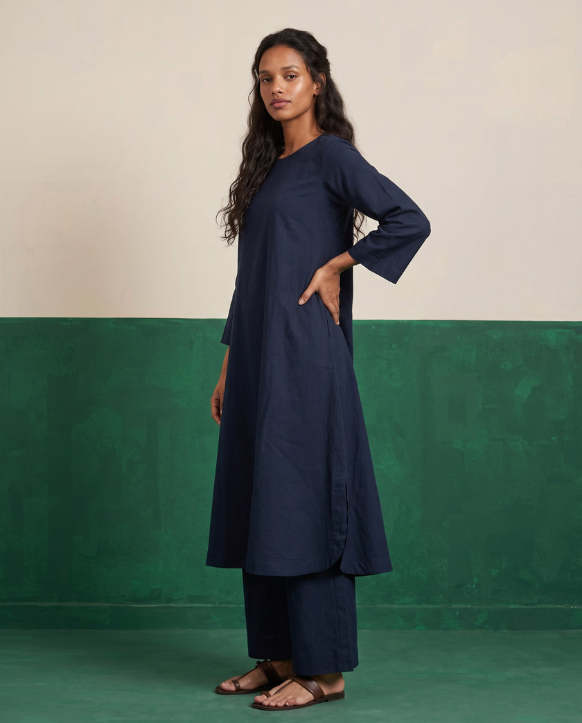 Midnight Three-Quarter Sleeve Kurta & Palazzo Co-ord Set - View 1