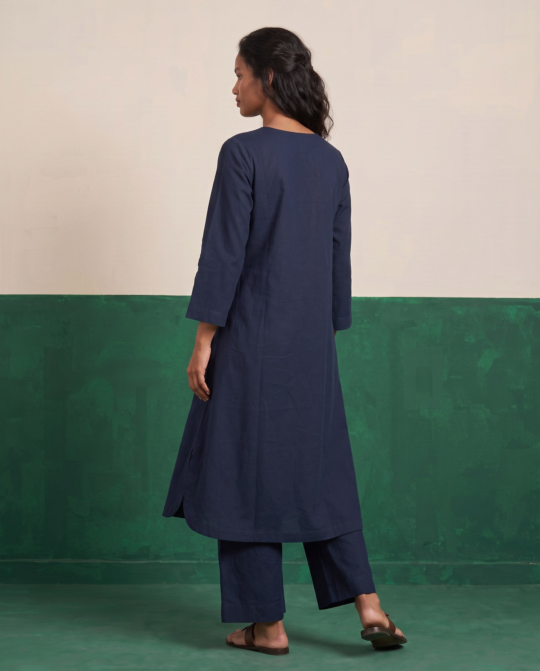 Midnight Three-Quarter Sleeve Kurta & Palazzo Co-ord Set - View 2