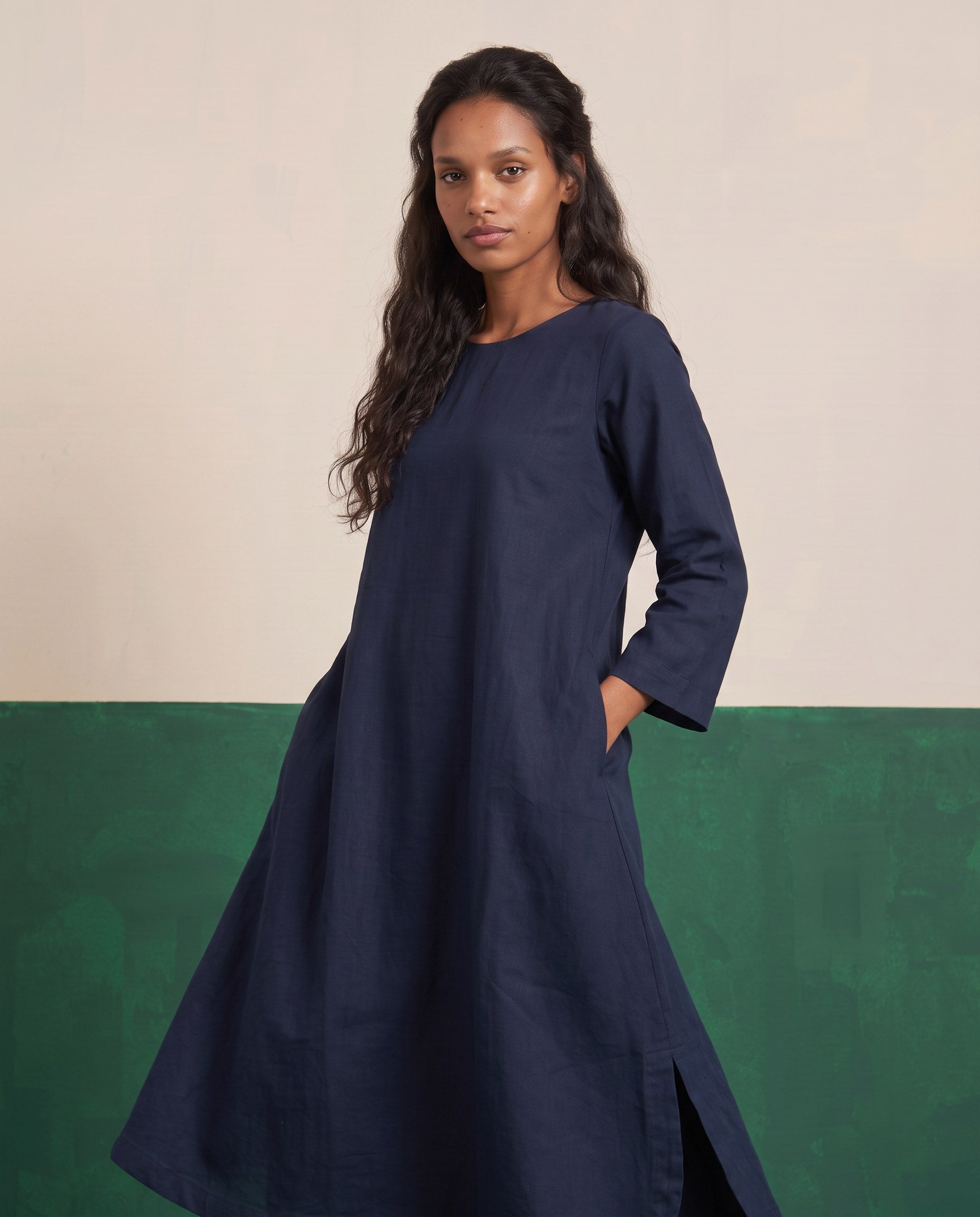 Midnight Three-Quarter Sleeve Kurta & Palazzo Co-ord Set - View 3