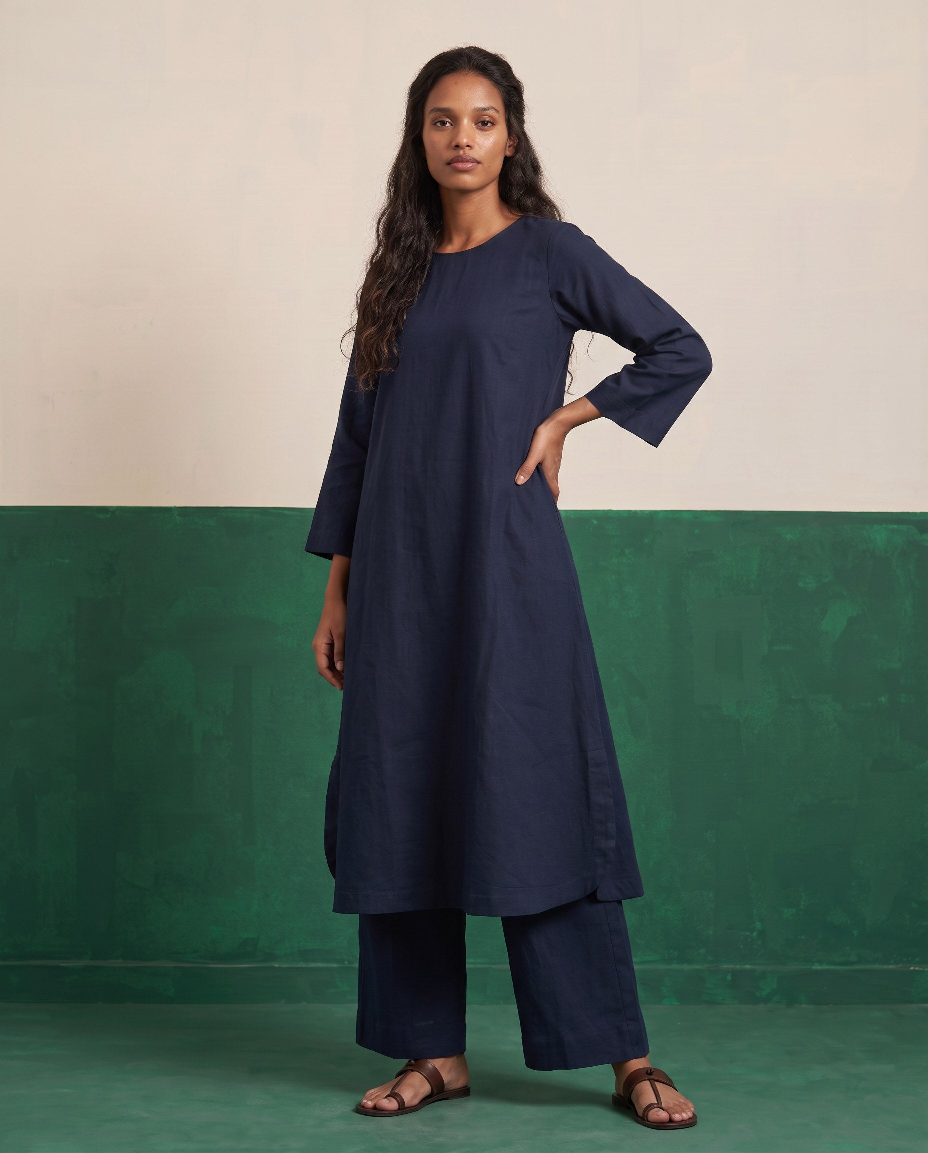 Midnight Three-Quarter Sleeve Kurta & Palazzo Co-ord Set - View 4