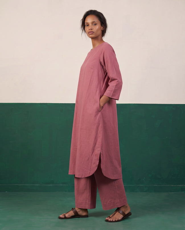 Blush Three-Quarter Sleeve Kurta & Palazzo Co-ord Set - View 1