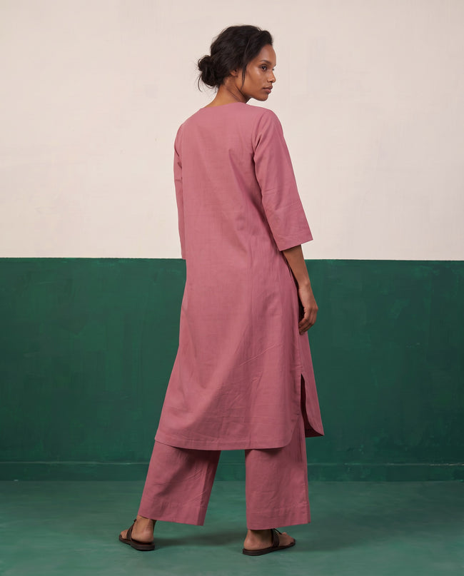 Blush Three-Quarter Sleeve Kurta & Palazzo Co-ord Set - View 2