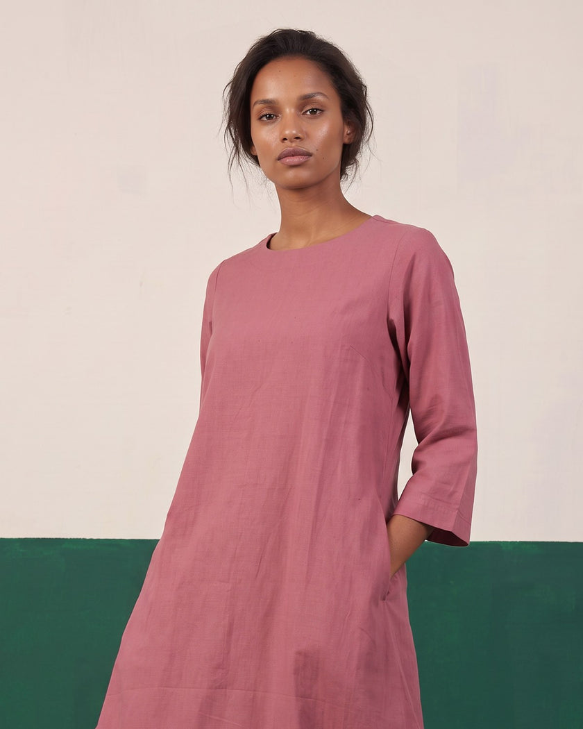 Blush Three-Quarter Sleeve Kurta & Palazzo Co-ord Set - View 3