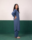 Blue Horizon Three-Quarter Sleeve Kurta & Palazzo Co-ord Set - Side view
