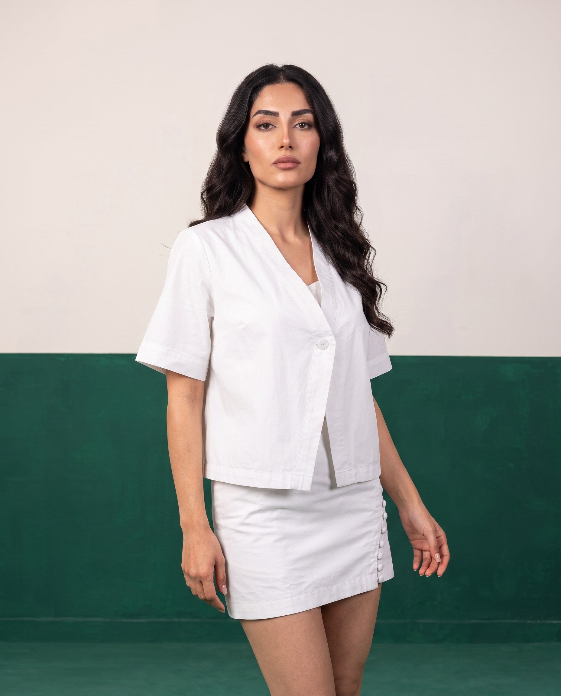 White Hot Three-Piece Cotton Co-ord Set - Detail close-up