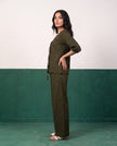 Olive & Wild Scallop & Tie Top & Wide-Leg Trouser Co-ord Set, side view