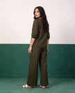 Olive & Wild Scallop & Tie Top & Wide-Leg Trouser Co-ord Set, back view