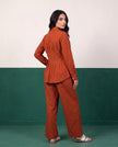 Rust & Reign Pleat Peplum Shirt & Wide-Leg Trouser Co-ord Set, back view