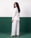 White Purity Pleat Peplum Shirt & Wide-Leg Trouser Co-ord Set, back view