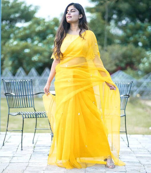 Zard Organza Saree